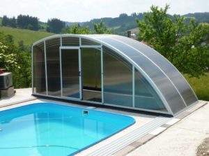 zastřešení bazénu Laguna v kouřové barvě, Liptál